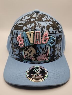 Kids Light Blue 'Savage' Anime-Print Snapback Hat